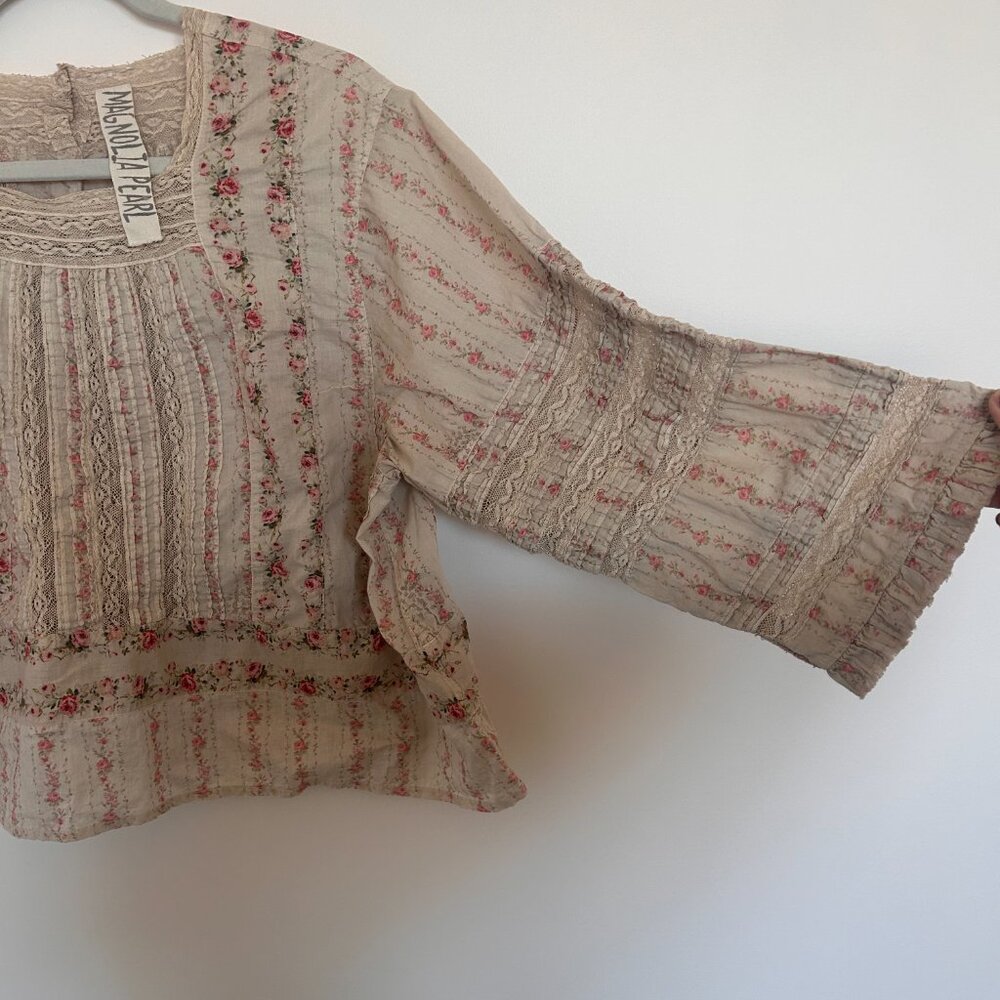 Magnolia Pearl Rsalā Floral Cotton Top Size: O/S - Picture 6 of 16